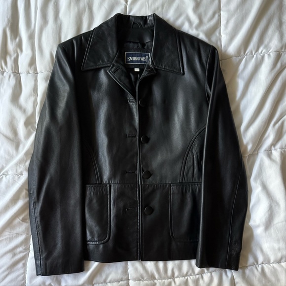Vintage Black Genuine Leather Jacket - Picture 7 of 7